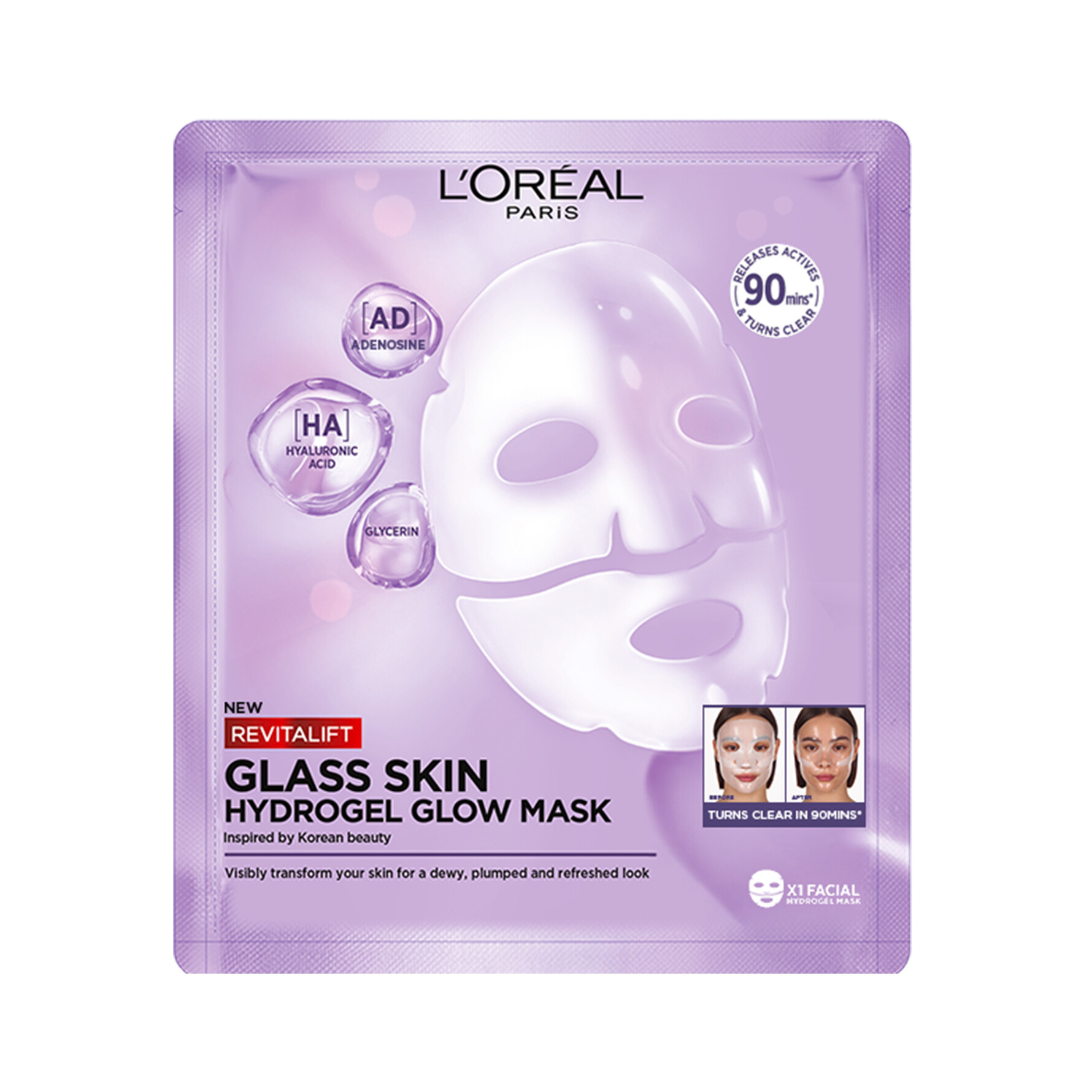 L'Oréal Paris L'Oréal Paris Revitalift Filler Glass Skin Hydrogel Glow Mask 1 PCE 1 PCE