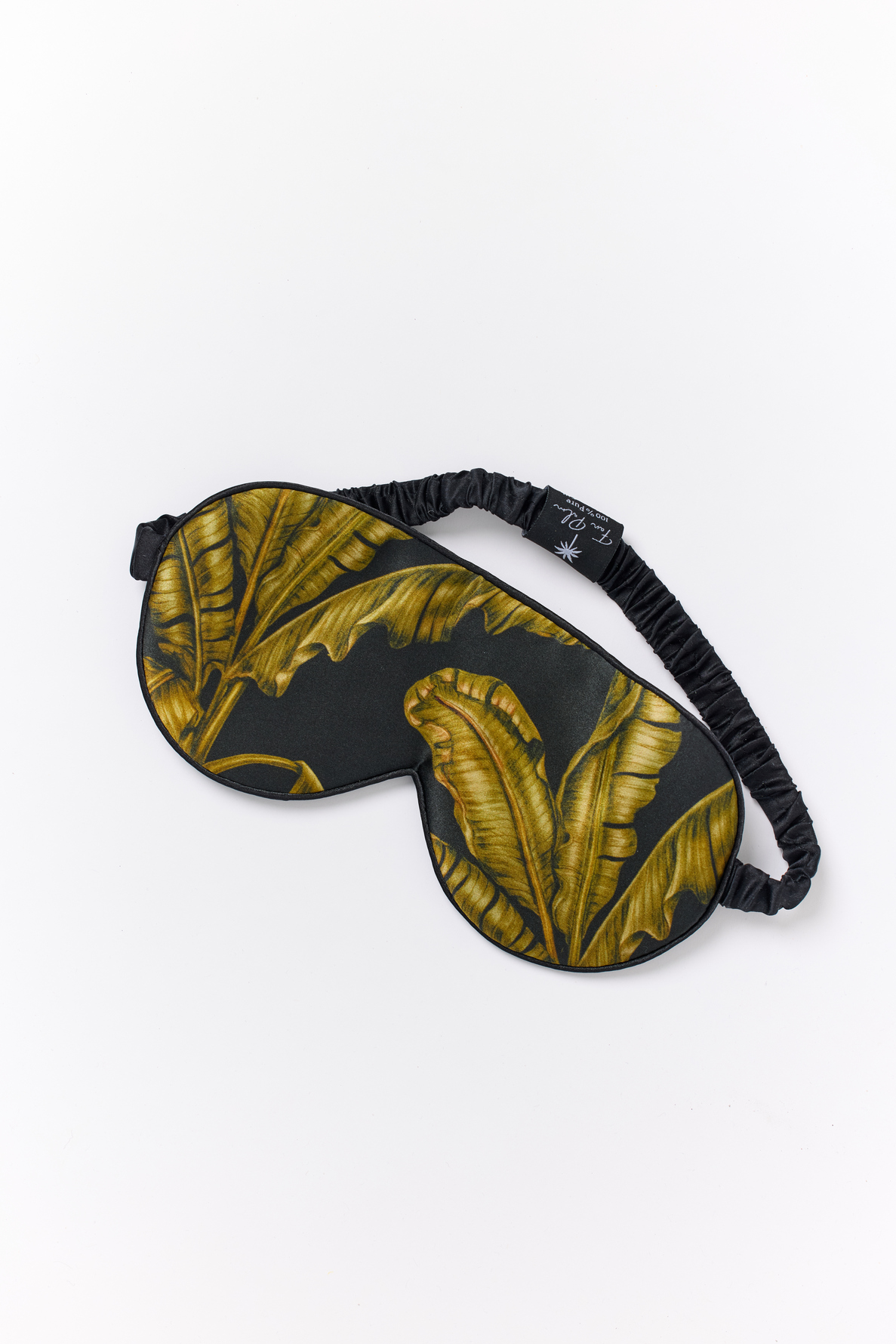 Fan Palm 100% Mulberry Silk Eye Masks Tropical Black Tropical