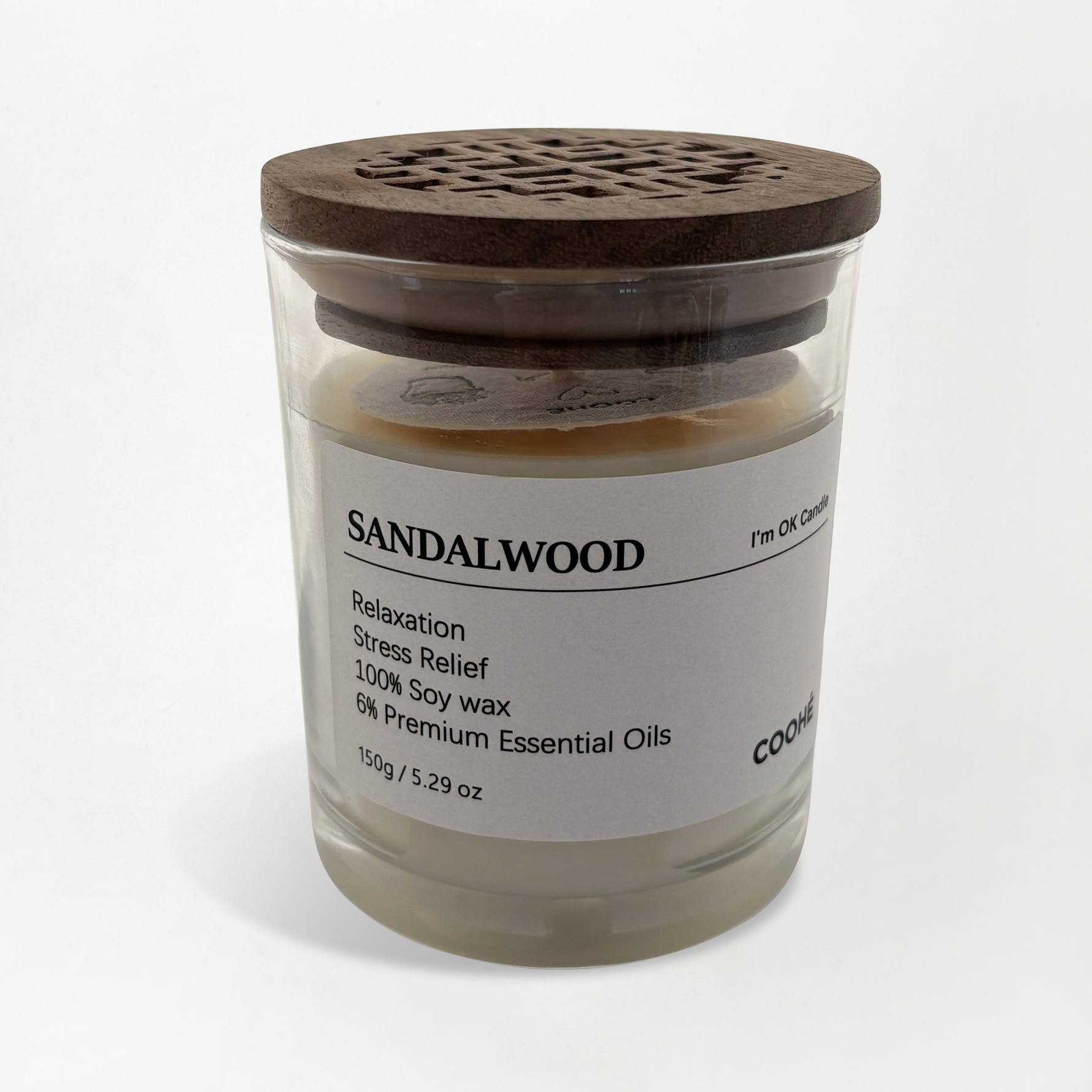 COOHÉ I'M OK Soy Wax Aroma Candle Sandalwood 150 g 150 g