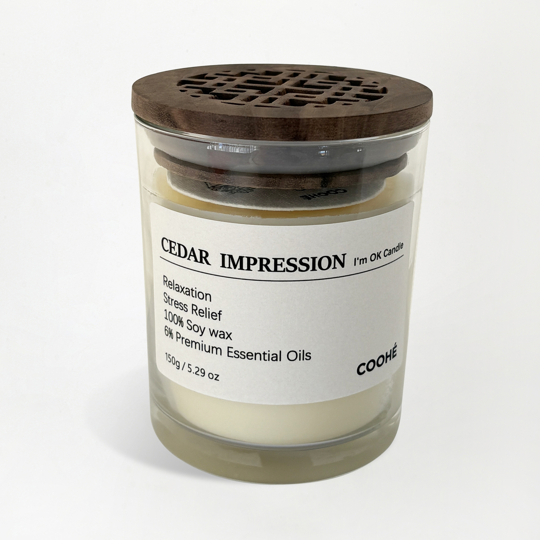 COOHÉ I'M OK Soy Wax Aroma Candle Cedar Impression 150 g 150 g