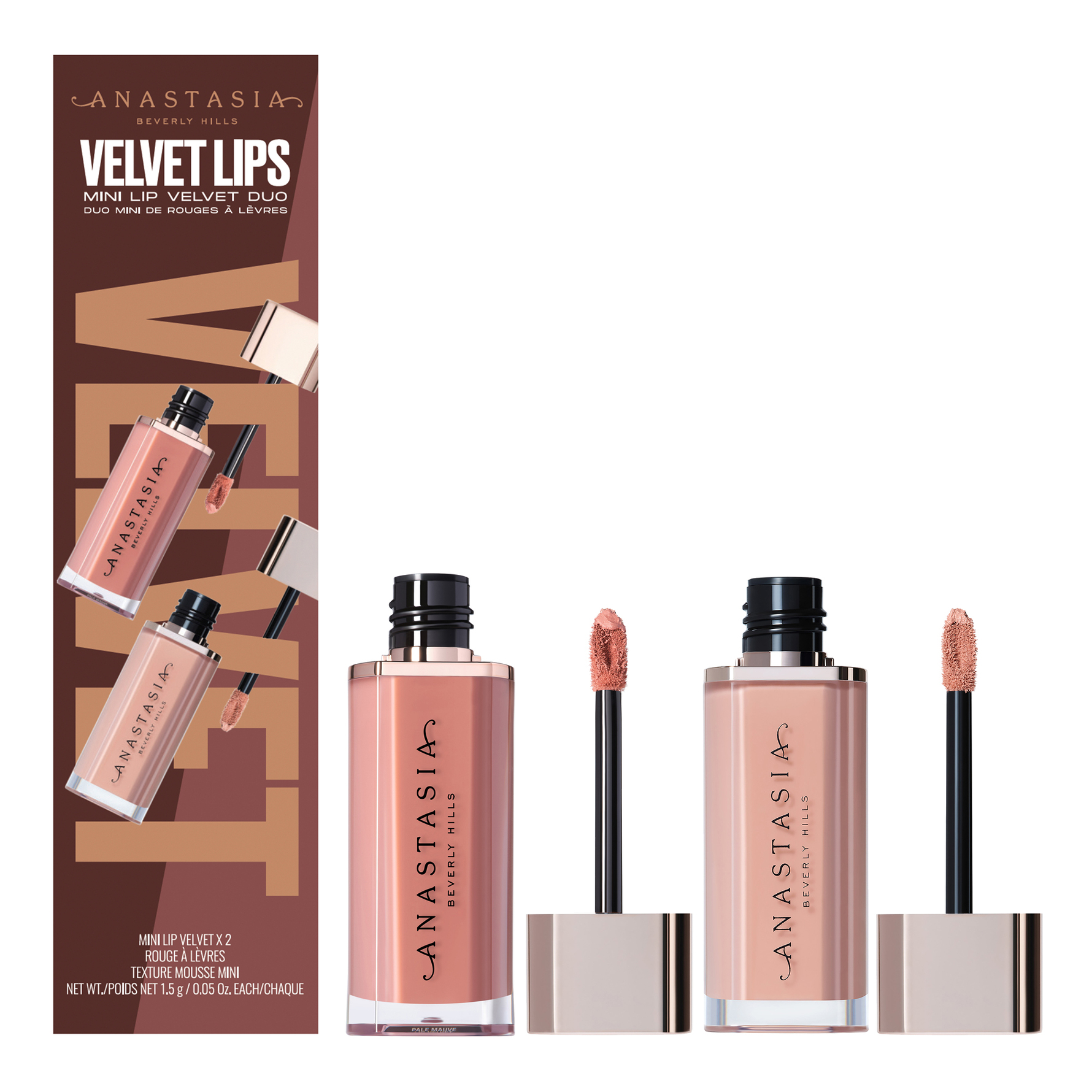 Anastasia Beverly Hills Mini Lip Velvet Duo Softy + Peachy Nude Softy + Peachy Nude