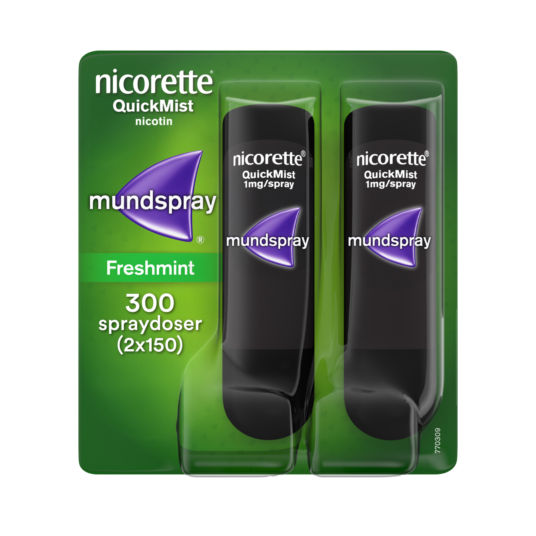 Quickmist Packshot KĆøb QuickMist 1 mg/spray, mundhulespray, oplĆøsning fra NicoretteĀ® - Matas