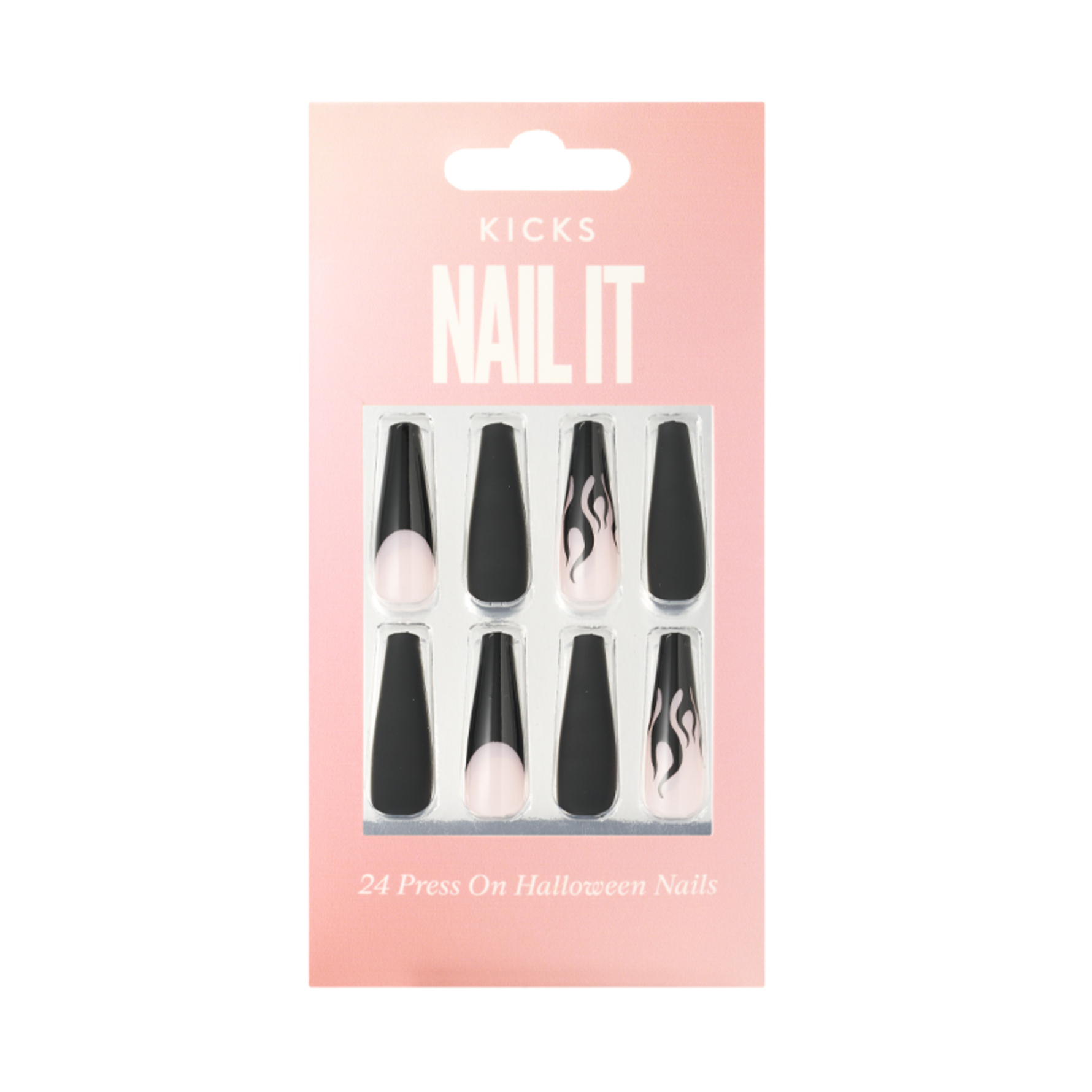 KICKS Beauty Nail It - 24 Press On Halloween Nails Black/White Black