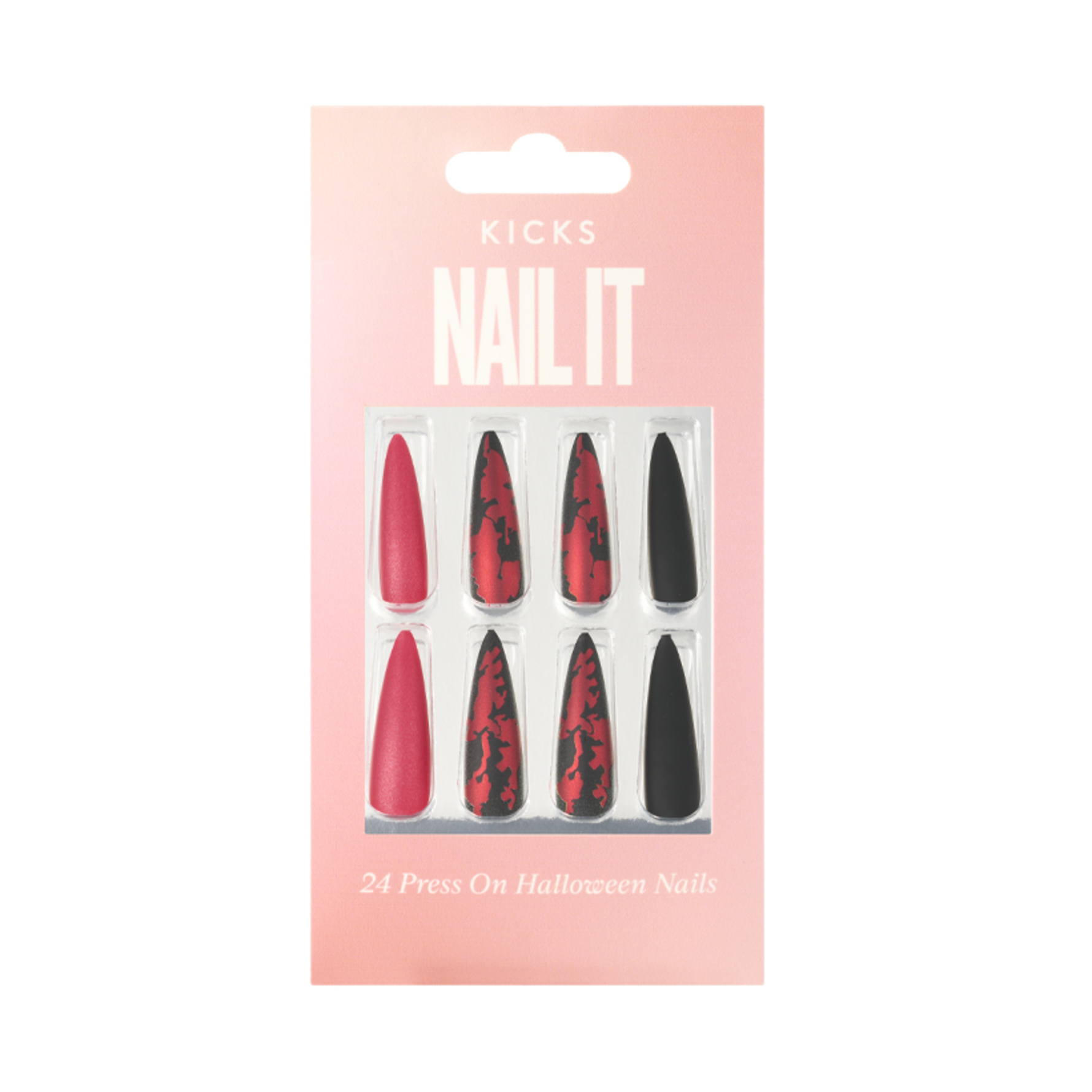 KICKS Beauty Nail It - 24 Press On Halloween Nails Black/Red Black