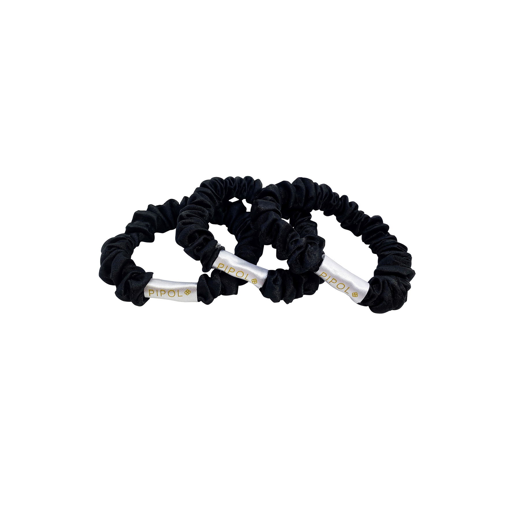 PIPOL'S BAZAAR PIPOL'S BAZAAR Satin Love Scrunchies 3-pack Black Black