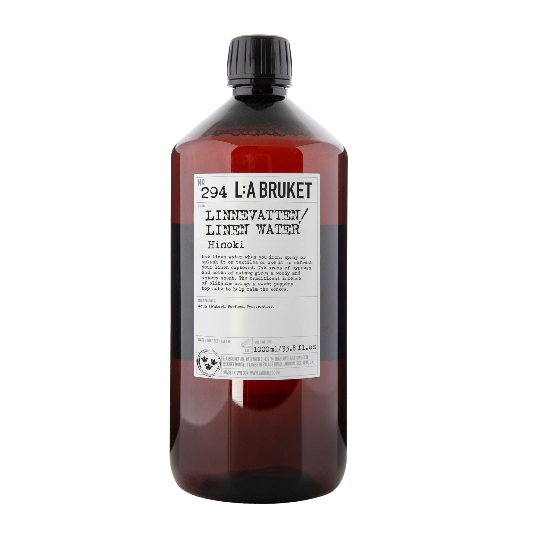 L:A BRUKET 293 Linen Water Hinoki Room Spray 1000 ml 1000 ml