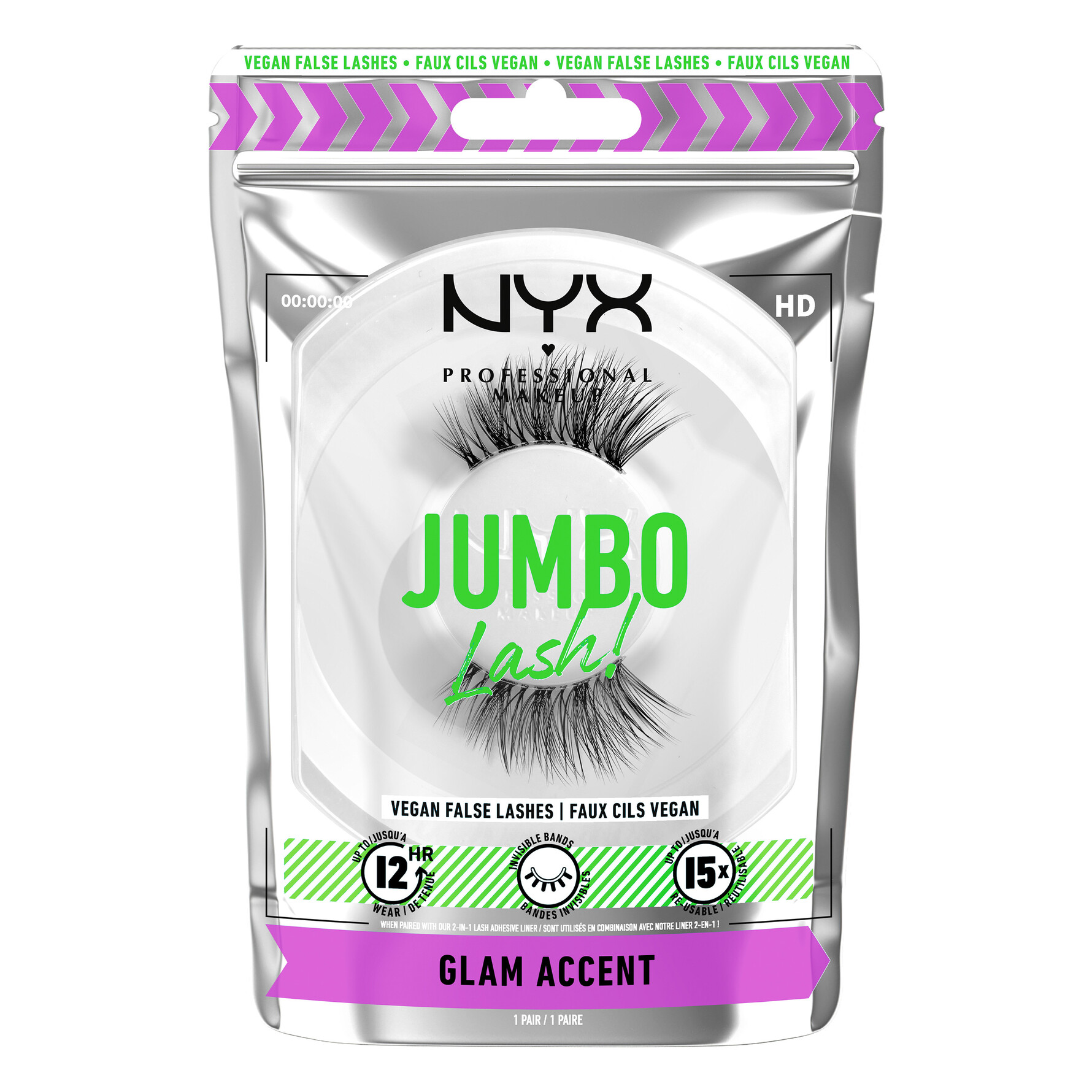 NYX PROFESSIONAL MAKEUP Jumbo Lash! Vegan False Lashes 6 Glam Accent 6 Glam Accent