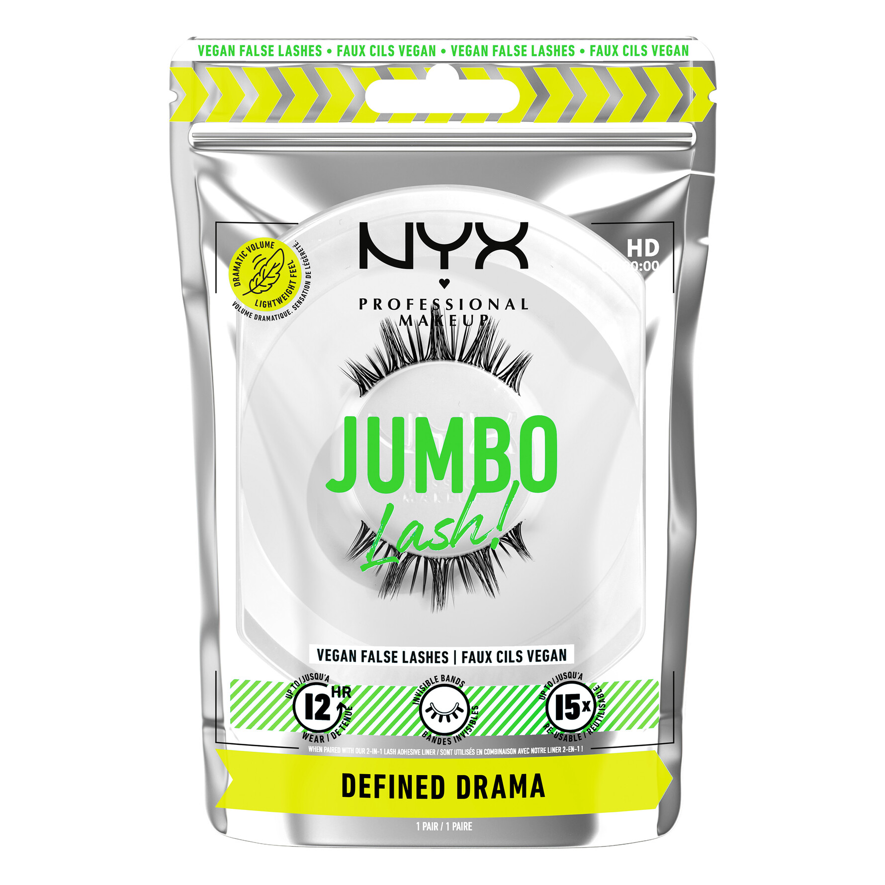 NYX PROFESSIONAL MAKEUP Jumbo Lash! Vegan False Lashes 8 Defined Drama 8 Defined Drama