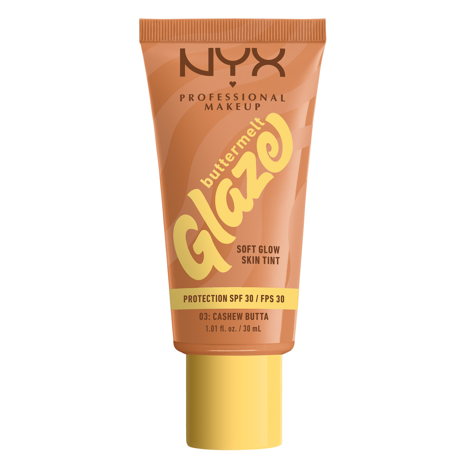 NYX PROFESSIONAL MAKEUP Buttermelt Glaze Soft Glow Skin Tint SPF30 03 Cashew Butta