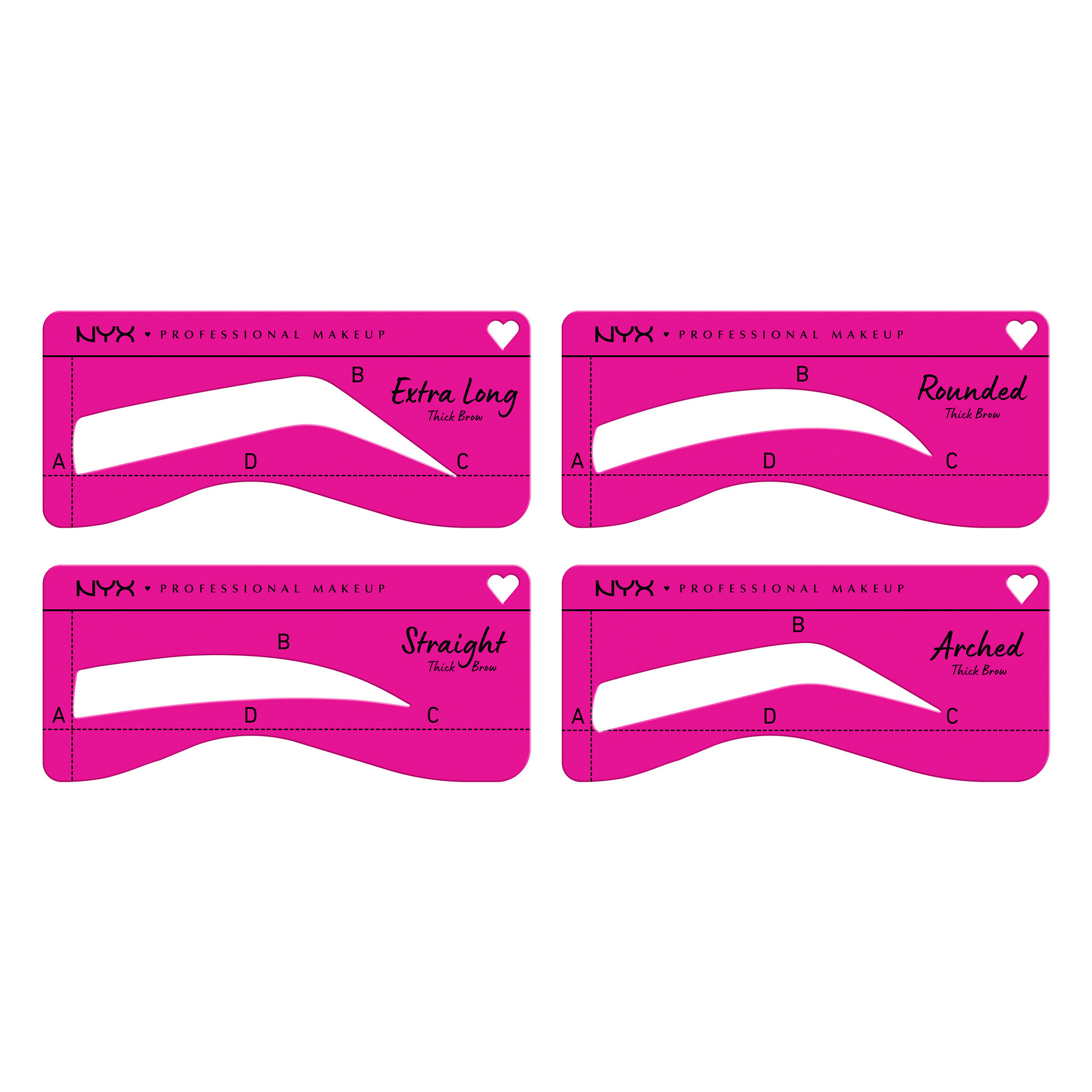 NYX PROFESSIONAL MAKEUP Zero To Brow Stencil 02 For Thick Brows 02 For Thick Brows