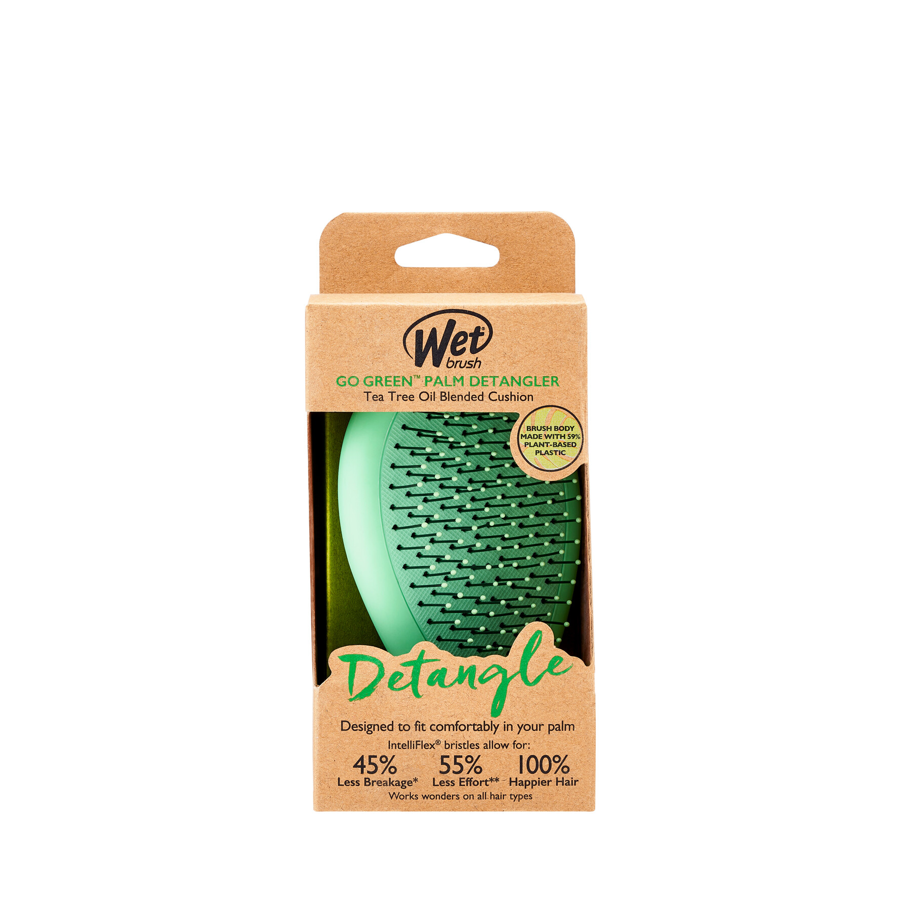 WetBrush Go Green Detangling Palm Detangler Green