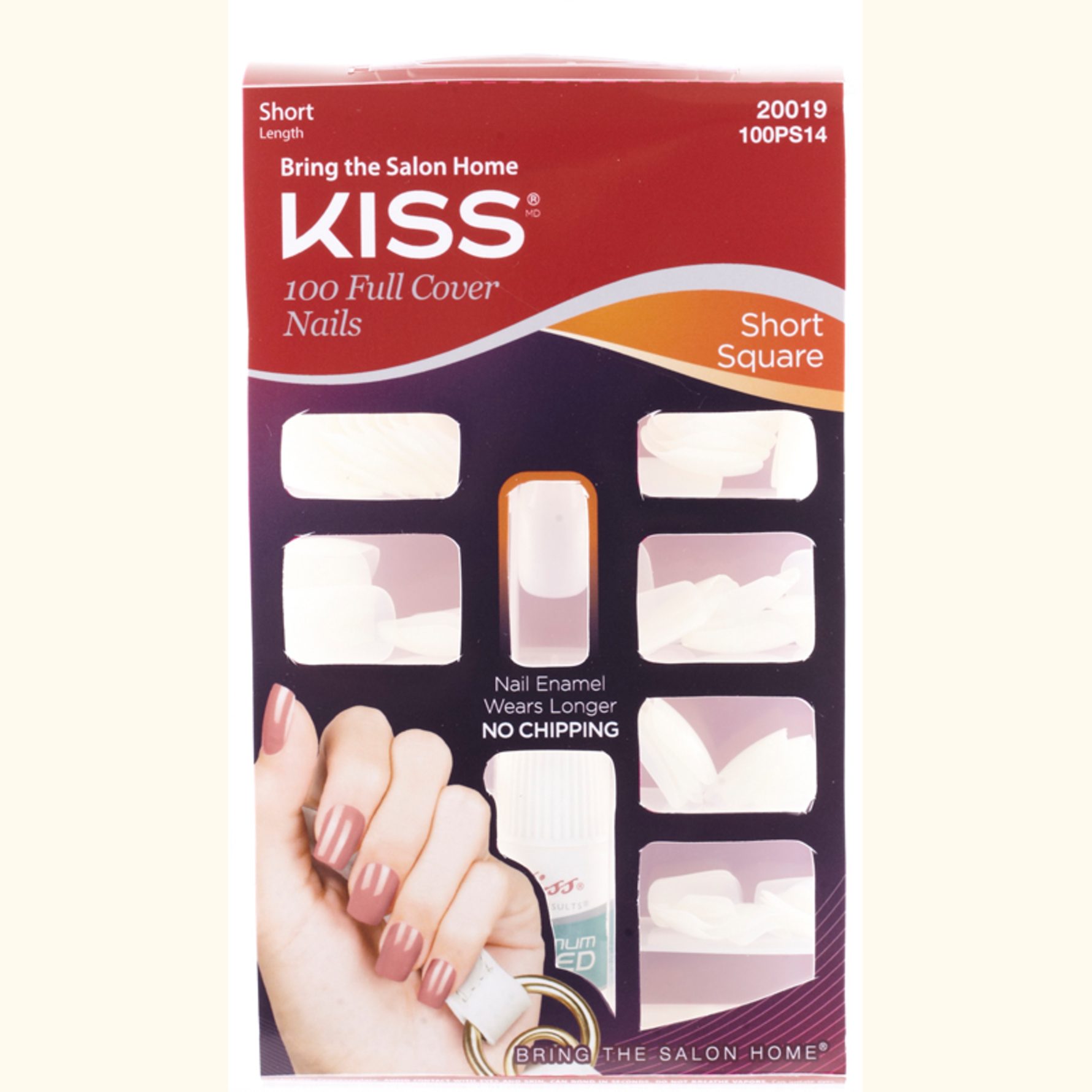 Kiss 100 Full Cover Artificial Nails Active Square