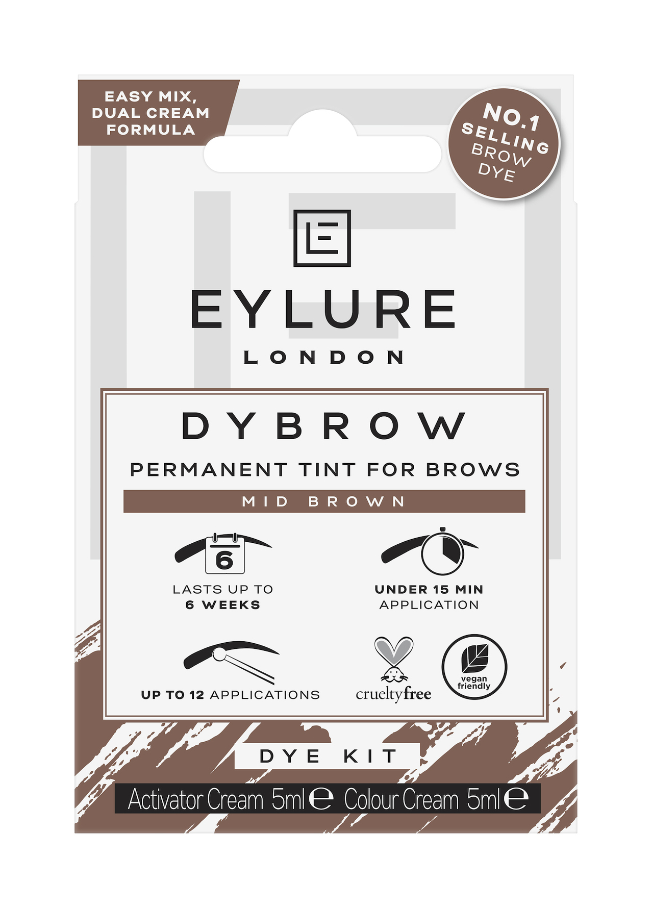 Eylure Dybrow Permanent Tint For Brows Mid Brown Mid