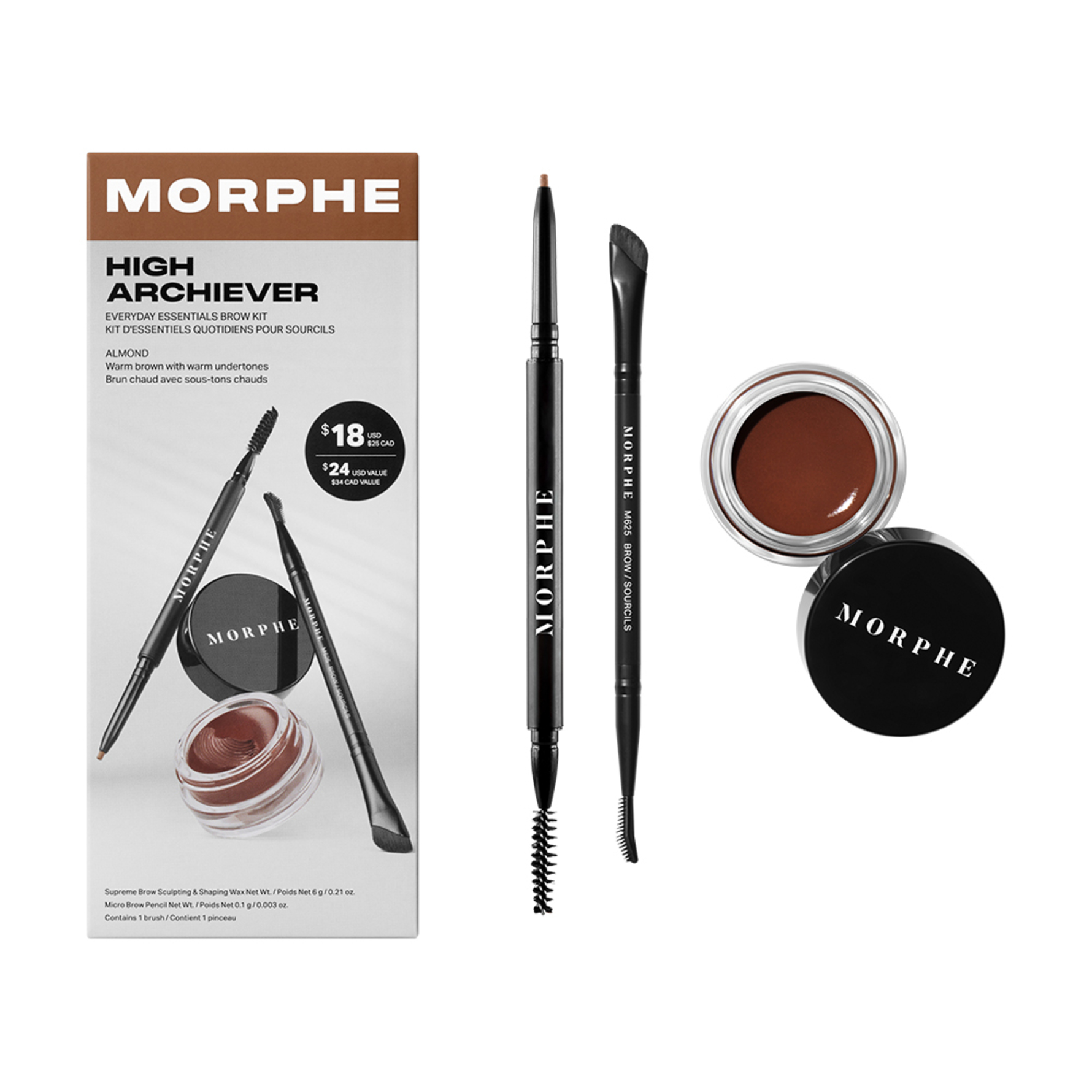 Morphe High Archiever Everyday Essentials Brow Kit Almond Almond
