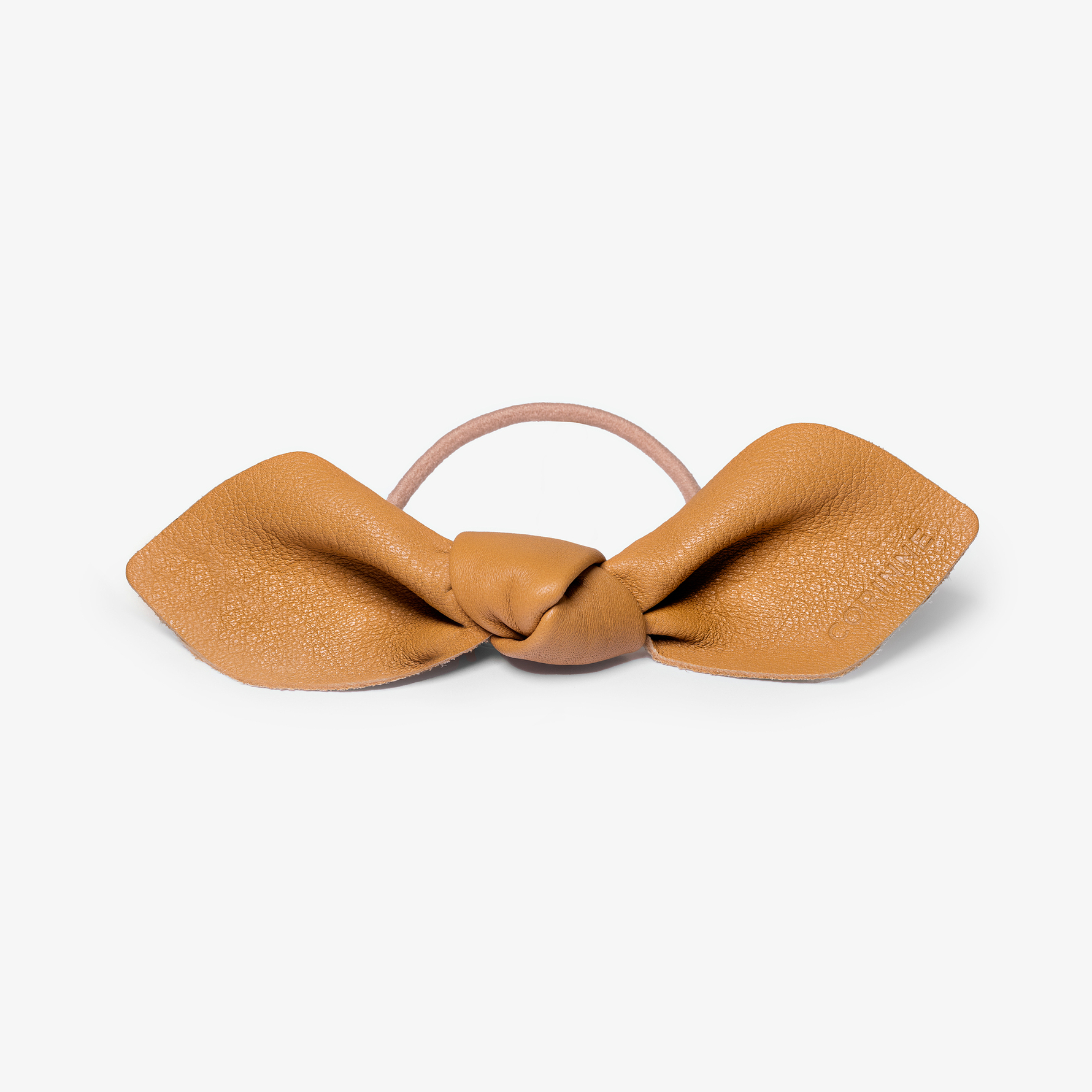 Corinne Corinne Leather Bow Big Hair Tie Camel Camel