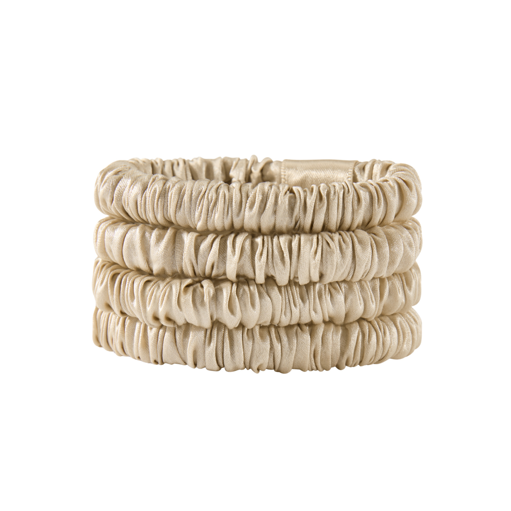 Lenoites Mulberry Silk Skinny Scrunchie Beige
