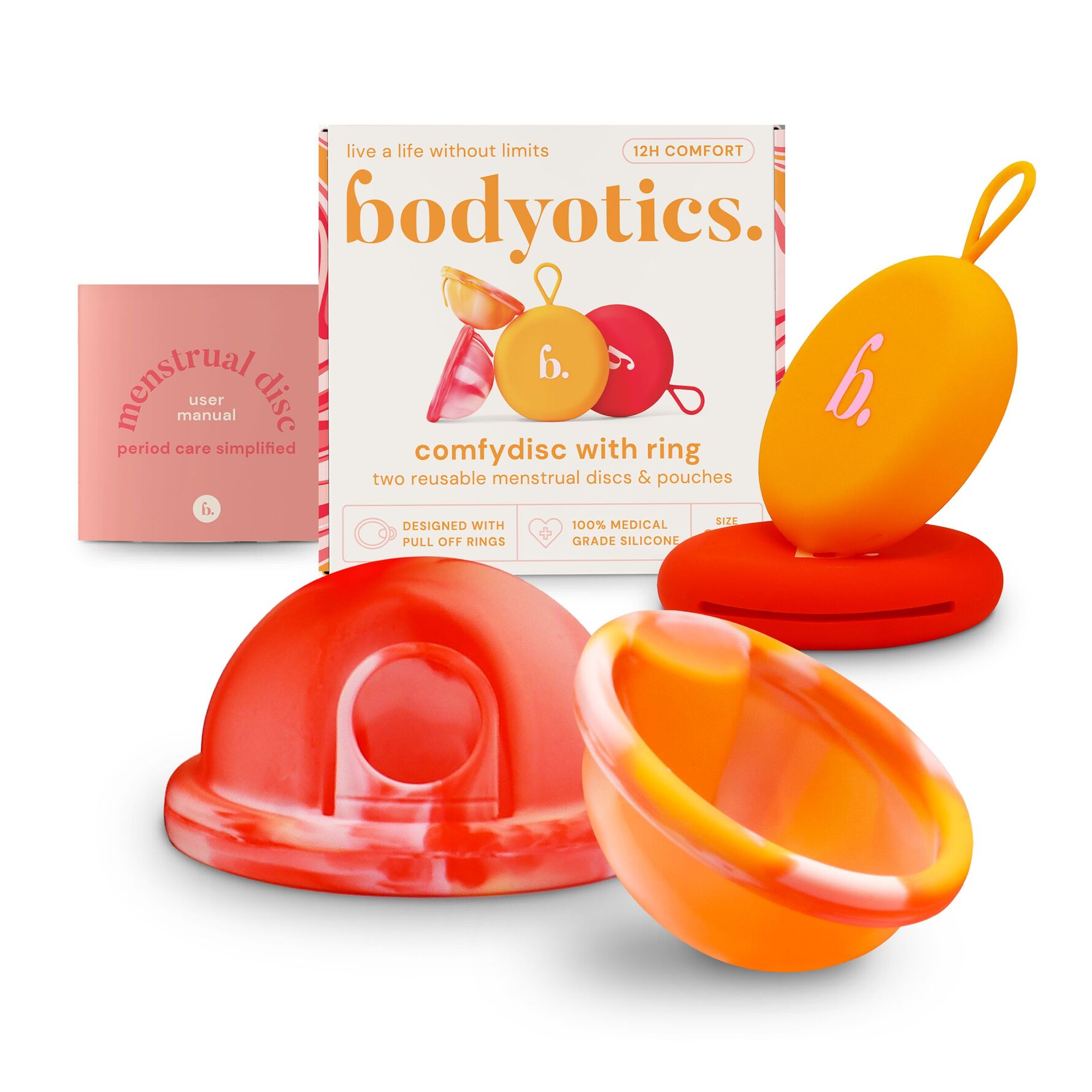 Bodyotics Bodyotics ComfyDisc Reusable Menstrual Discs S & L Orange/Red 2 pcs Orange/Red 2 pcs