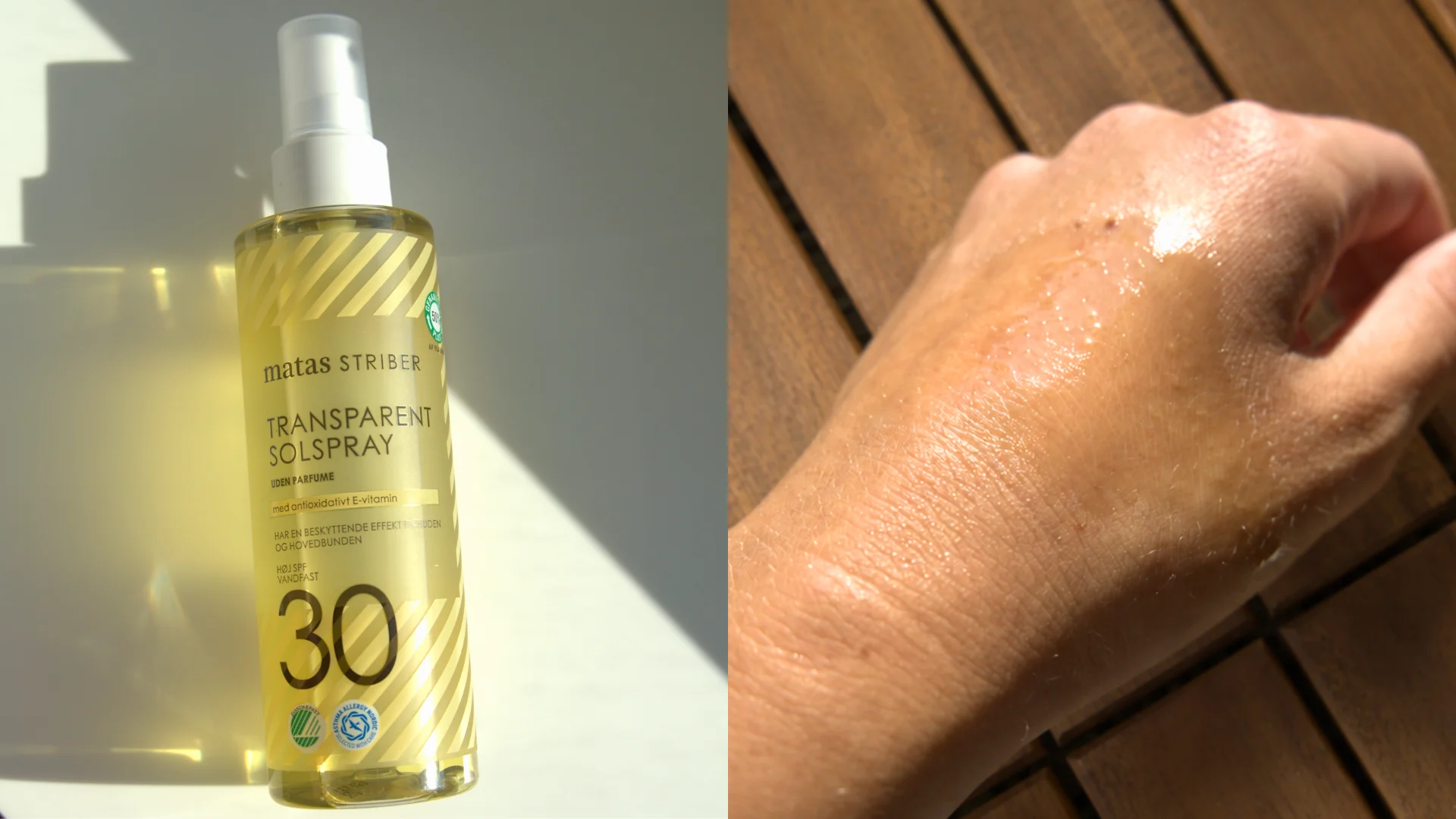 Solspray vist på arm