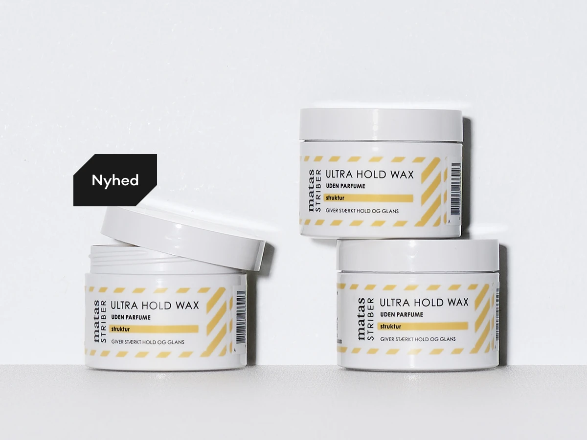Nyhed: Tre Matas Striber Ultra Hold Wax krukker, parfumefri, for struktur, stærkt hold og glans.