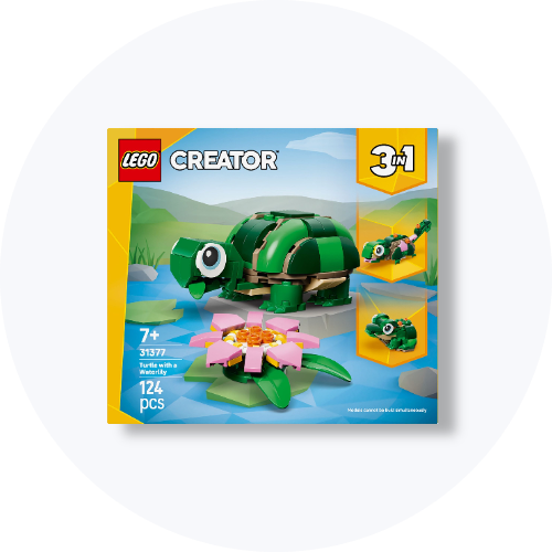 Her ses en æske med LEGO Creator