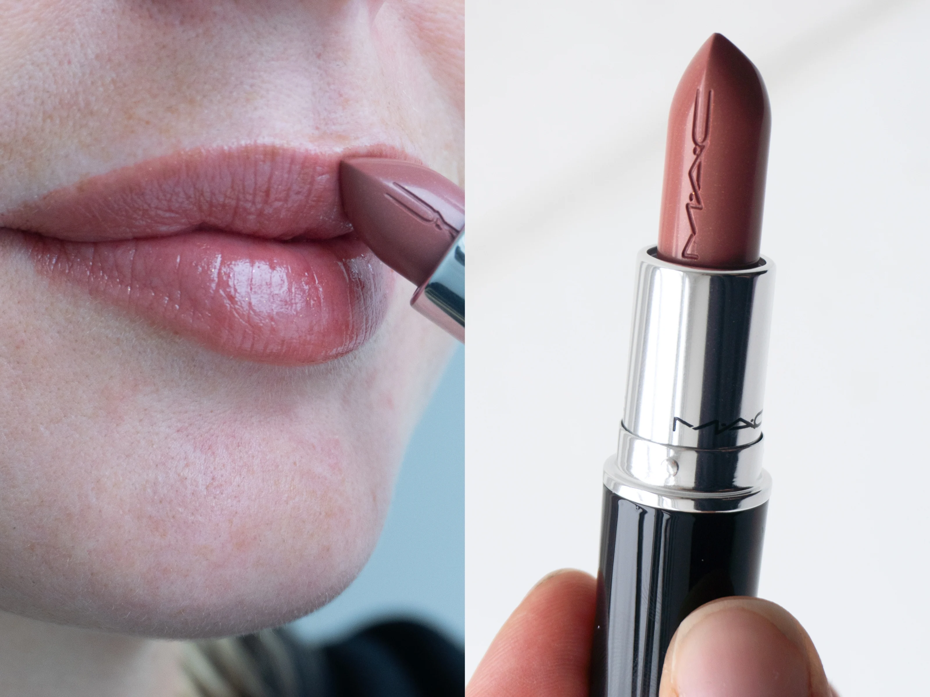 lipstick i hånd og på læber