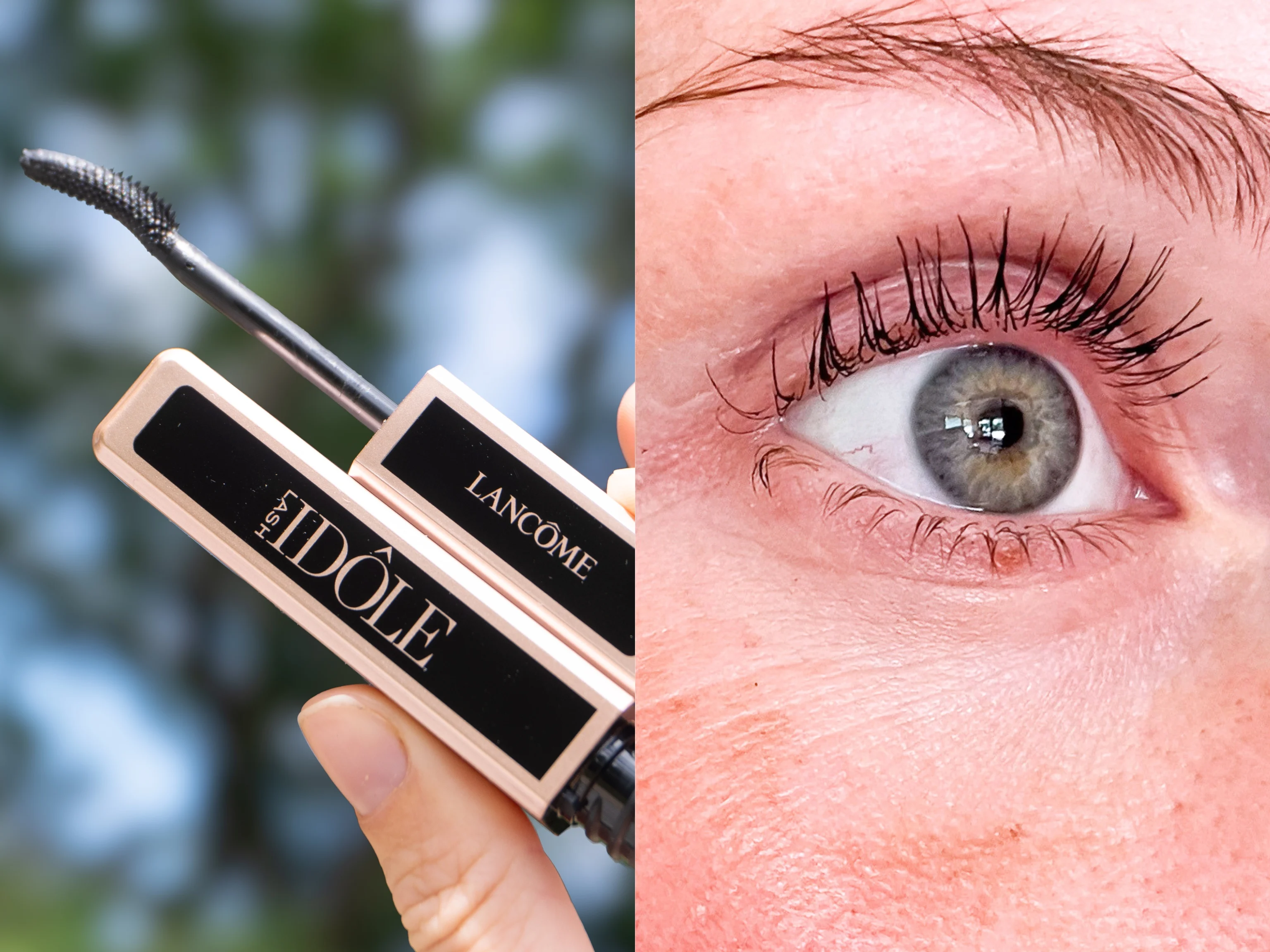mascara i hånd og påført vipper