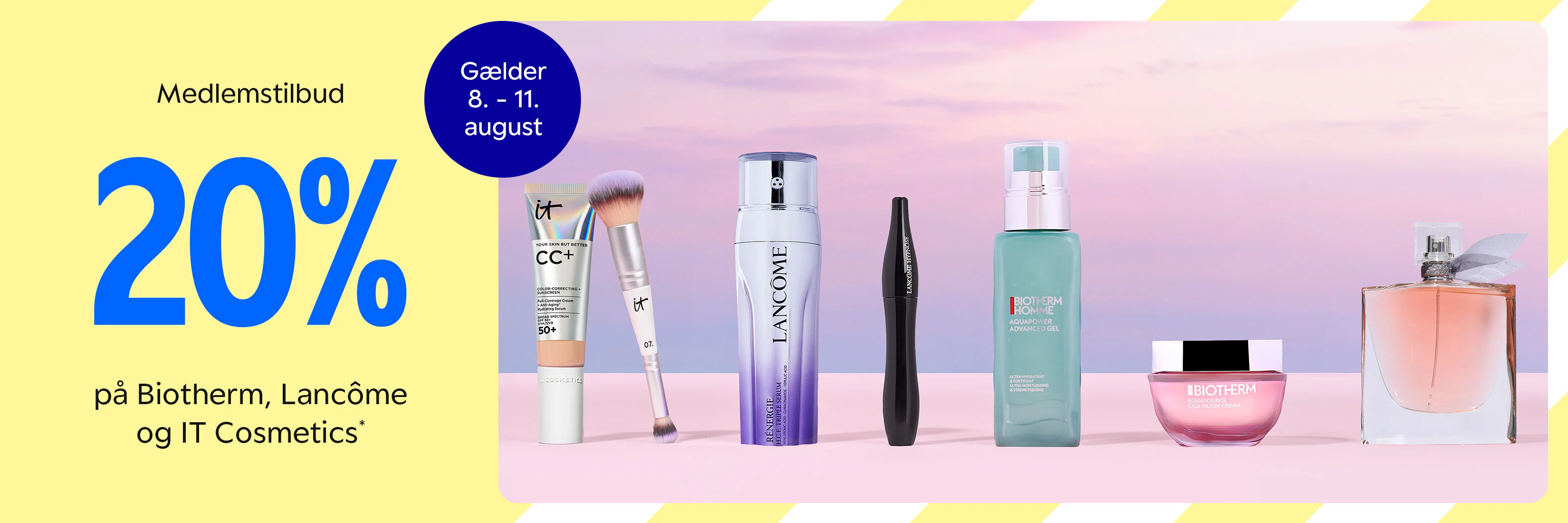 20% Biotherm, Lancôme og IT Cosmetics (8. -11. aug)