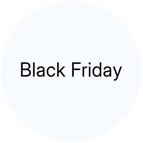 Black Friday sort tekst i lysegrå boble
