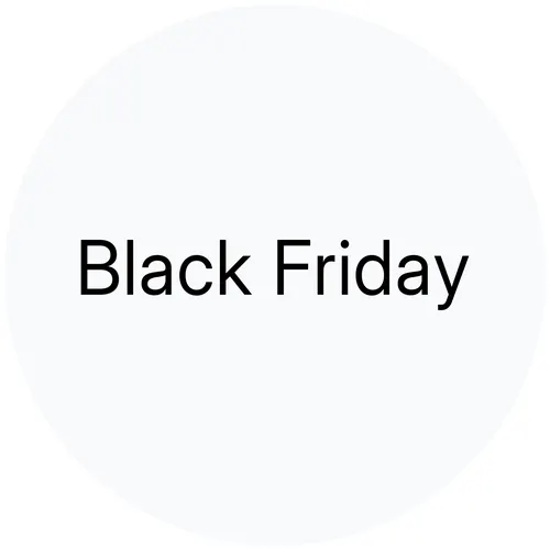 Black Friday sort tekst i lysegrå boble