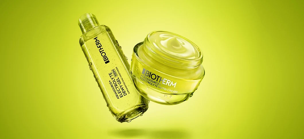 To Biotherm Aquasource+ hudplejeprodukter: Electrolyte Dewy Gel 100H og Electrolyte Nutri Cream.