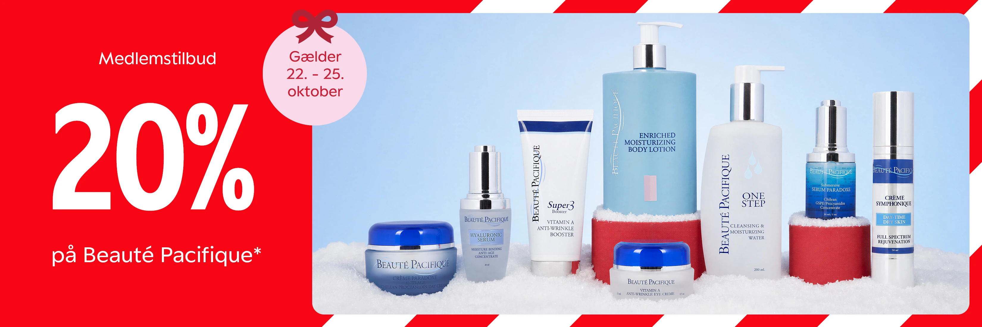 Medlemstilbud: 20% rabat på Beauté Pacifique hudplejeprodukter. Gælder 22.-25. oktober.