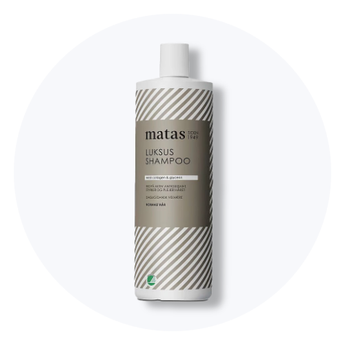 Matas Luksus Shampoo med co-lipogen & glycerin til normalt hår, modvirker antioxidant stress og plejer håret.