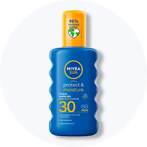 Her ses en solcreme med SPF 30 fra Nivea