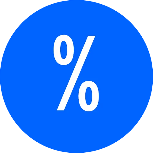 Her ses et % tegn på en blå baggrund