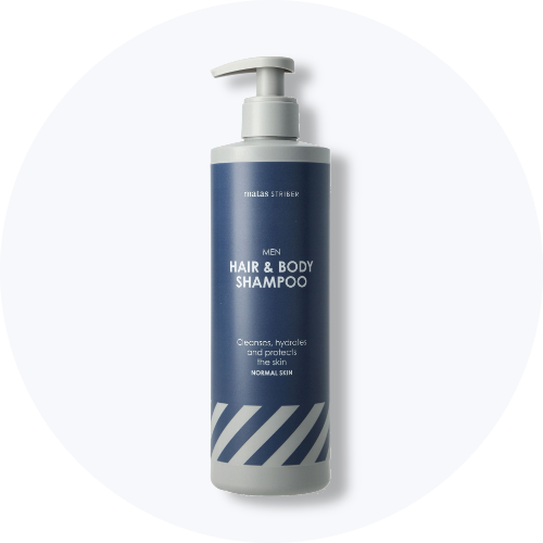 Her ses en Hair & Body Shampoo fra Matas Striber Men.