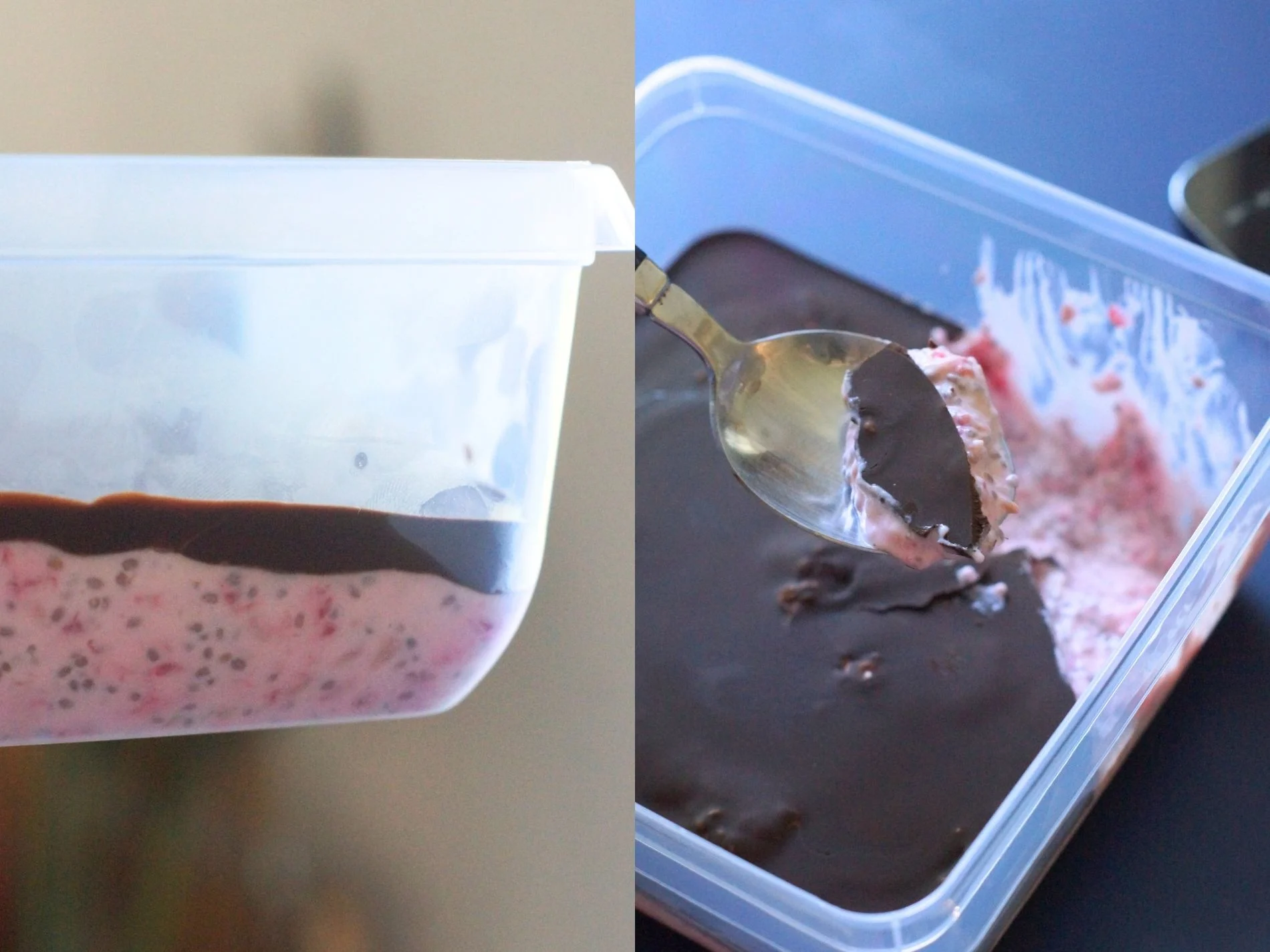 Dessert med chia, hindbær og chokolade 