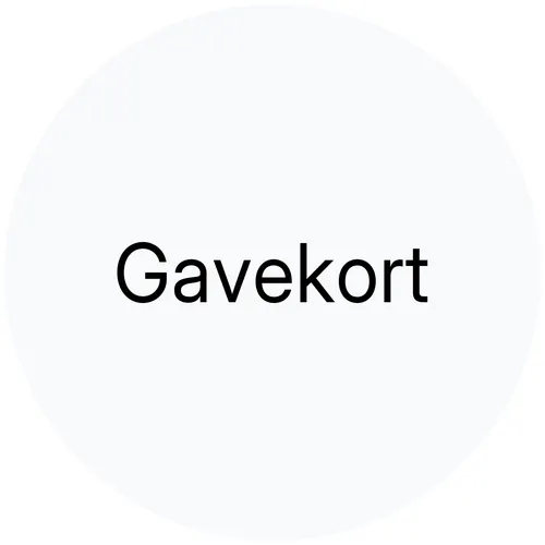 Gavekort sort tekst i lysegrå boble