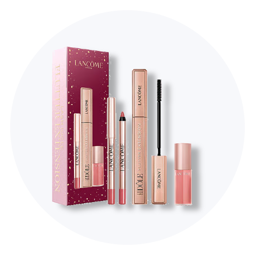 Lancôme Idôle Flutter Extension makeup sæt med mascara, læbeblyant og lipgloss.