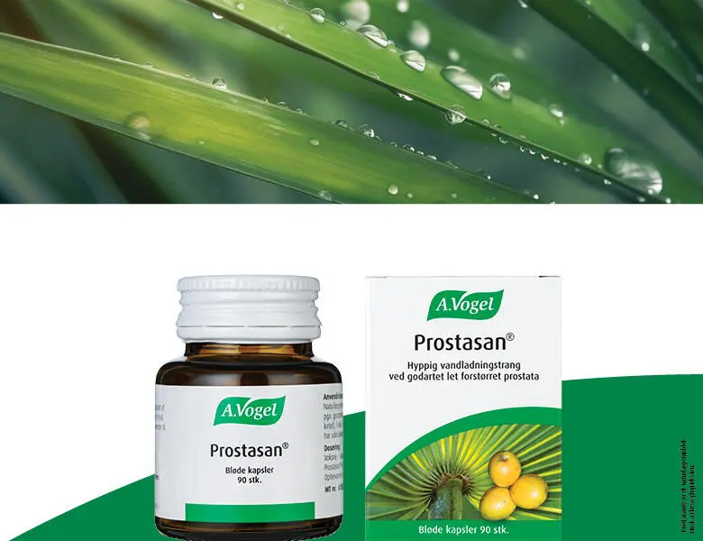 Her ses et A.Vogel produkt med våde grønne planter øverst.