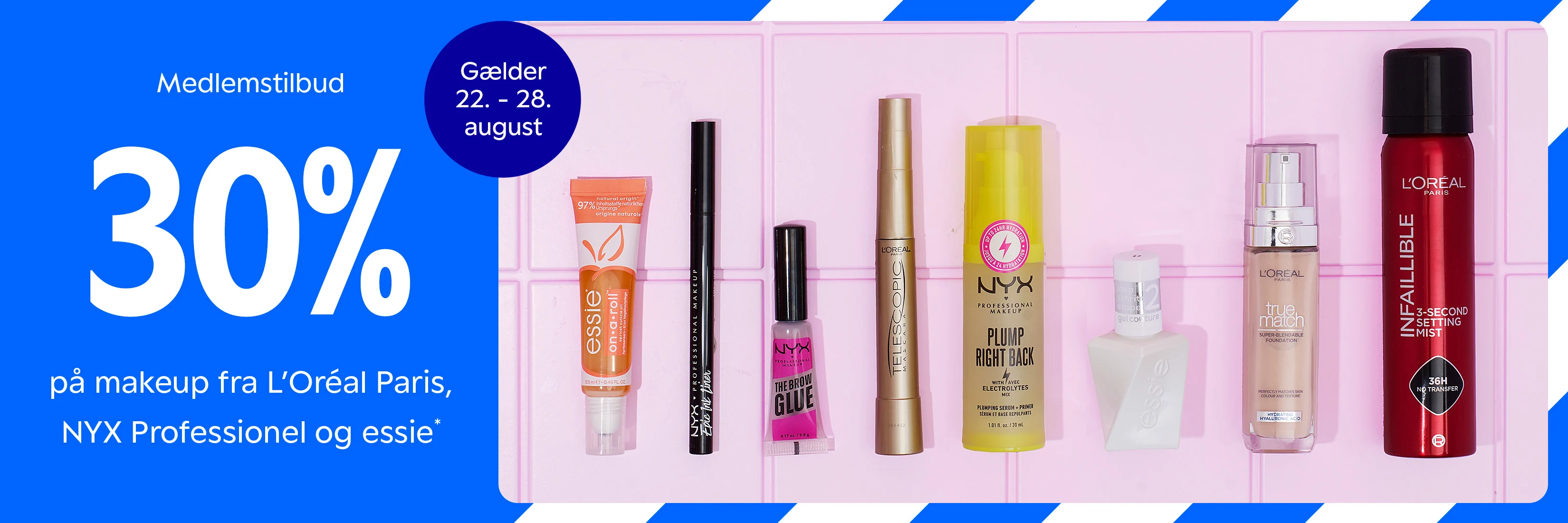 30% Makeup fra L'Oréal Paris, NYX Professionel og essie (22. - 28. aug)
