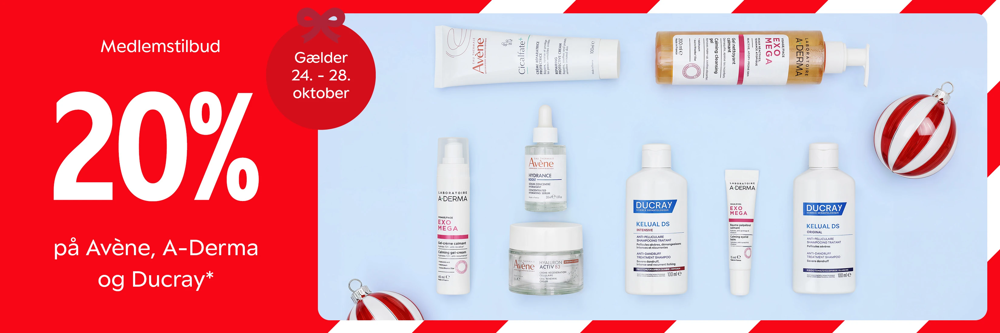 Medlemstilbud: 20% på Avène, A-Derma og Ducray. Gælder 24. - 28. oktober.