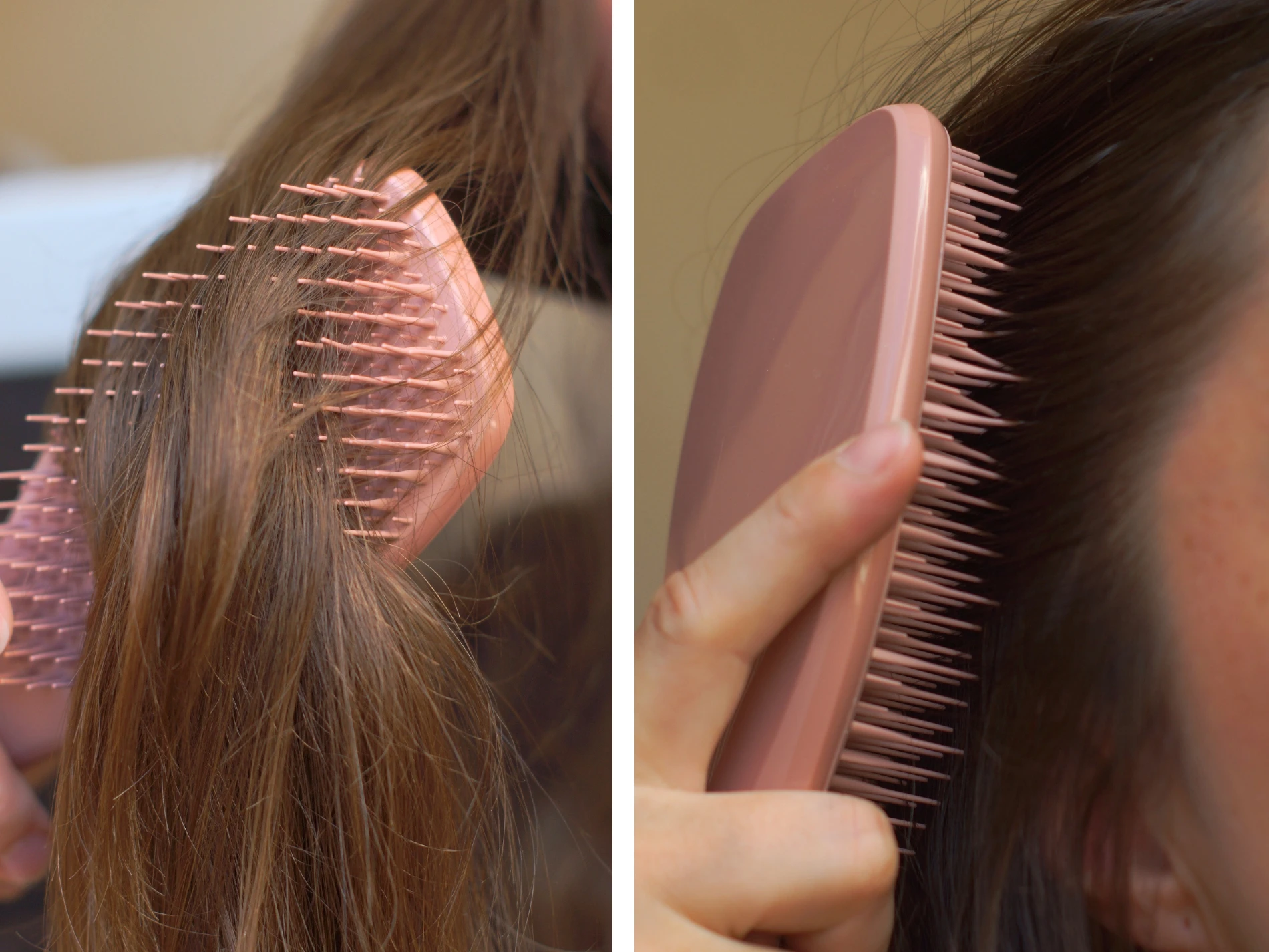 Billede af hårbørste fra tangle teezer, der bliver brugt i hår