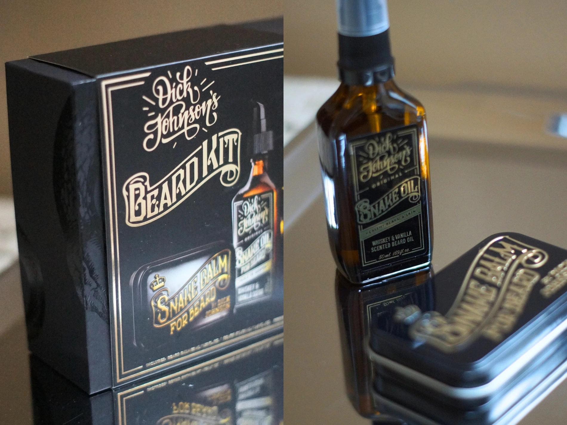 Dick Johnson's Skæg Kit med Snake Oil skægolie (Whiskey & Vanilje, 50 ml) og Snake Balm skægbalsam.