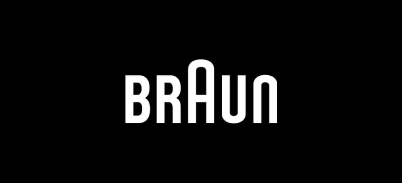 Braun-logo i hvid på sort baggrund.