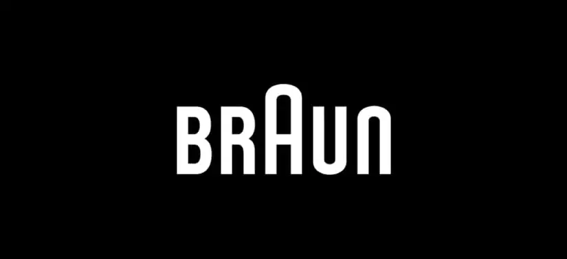 Braun-logo i hvid på sort baggrund.