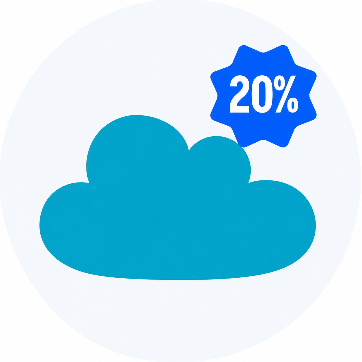 Blåt skyikon med en blå stjerneform, der viser 20%