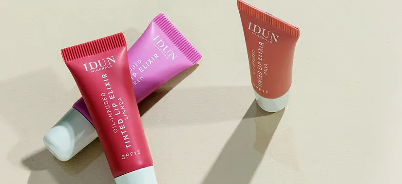 Her ses tre forskellige IDUN Minerals produkter på en lys baggrund.