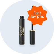 Her ses en mascara fra Max Factor på en lyseblå baggrund. 