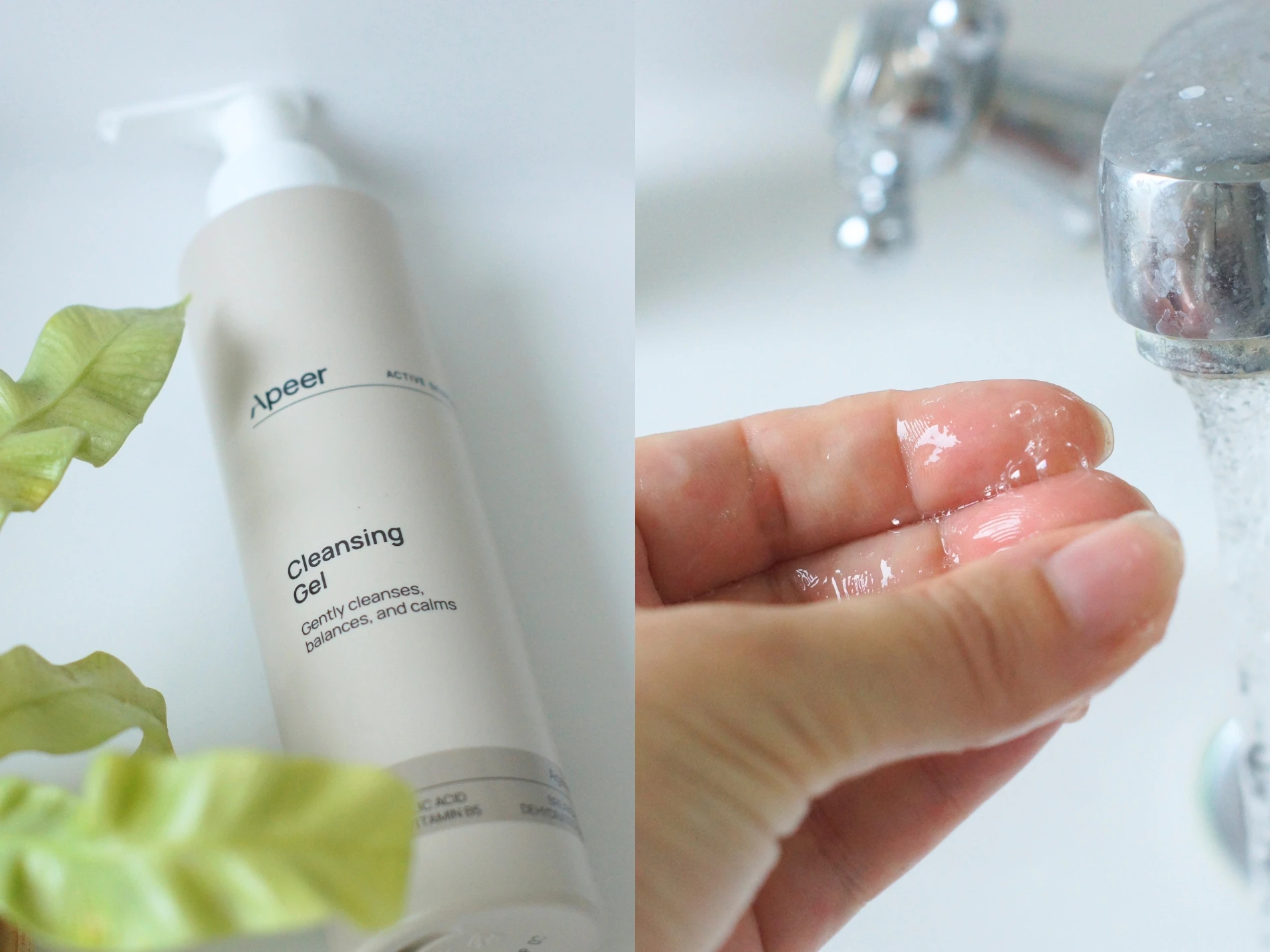 Apeer cleanser ved badeværelsesvask