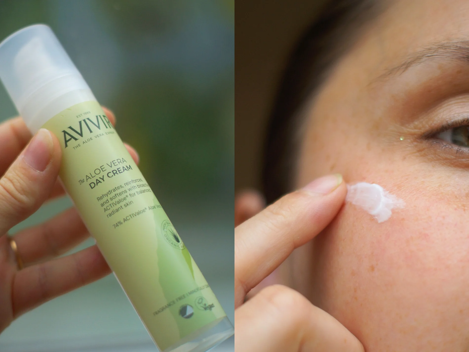 Billede af dagcreme fra aloe vera fra avivir på kind